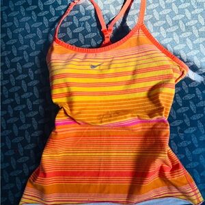 Nike Orange Striped Racerback Tank with Pink and Yellow Accents